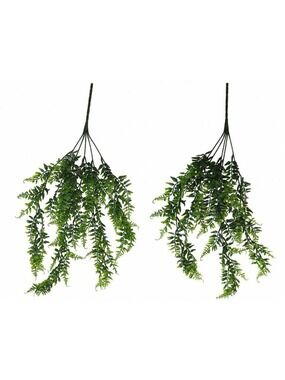 Artificial Hanging Fern Greenery Set of 2 Faux Trailing Fern Bushes